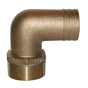 GROCO 2" NPT X 2" ID BRONZE 90 DEGREE PIPE TO HOSE FITTING STANDARD FLOW ELBOW
