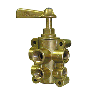 GROCO 6-PORT NPT BRONZE FUEL VALVE 1/2" MAIN, 3/8" RETURN