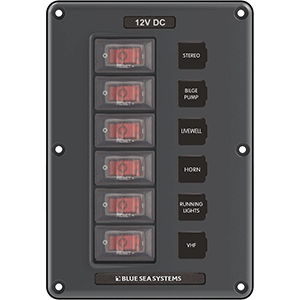 BLUE SEA 4322 CIRCUIT BREAKER SWITCH PANEL 6 POSITION, GRAY