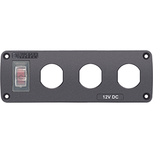 BLUE SEA 4367 WATER RESISTANT USB ACCESSORY PANEL, 15A CIRCUIT BREAKER, 3X BLANK APERTURES