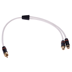 FUSION PERFORMANCE RCA CABLE SPLITTER, 1 MALE TO 2 FEMALE, .9'