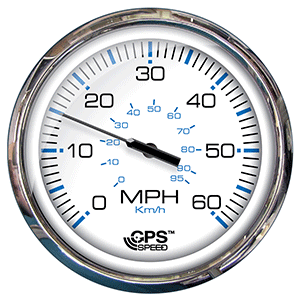 FARIA CHESAPEAKE WHITE SS 5" SPEEDOMETER, 60 MPH (GPS)(STUDDED)