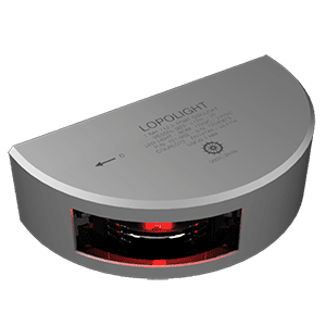 LOPOLIGHT SERIES 101-002, PORT SIDE LIGHT, 1NM, VERTICAL MOUNT, RED, SILVER HOUSING