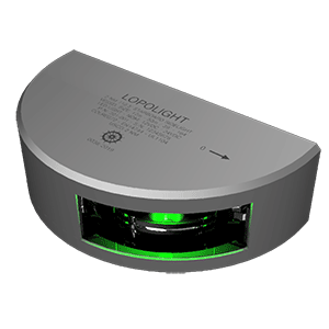 LOPOLIGHT SERIES 301-001, STARBOARD SIDELIGHT, 2NM, VERTICAL MOUNT, GREEN, SILVER HOUSING