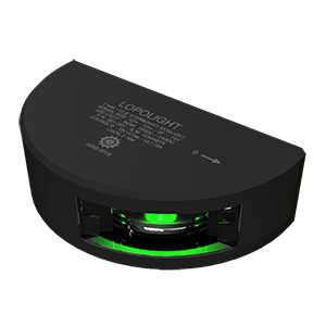 LOPOLIGHT SERIES 301-001, STARBOARD SIDELIGHT, 2NM, VERTICAL MOUNT, GREEN, BLACK HOUSING