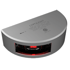 LOPOLIGHT SERIES 301-002, PORT SIDELIGHT, 2NM, VERTICAL MOUNT, RED, SILVER HOUSING