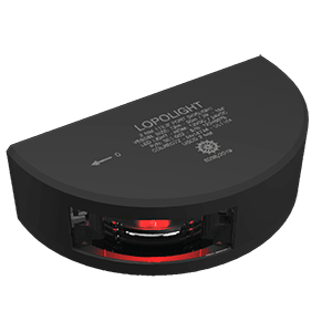 LOPOLIGHT SERIES 301-002, PORT SIDELIGHT, 2NM, VERTICAL MOUNT, RED, BLACK HOUSING