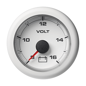 VERATRON 52MM (2-1/16") OCEANLINK BATTERY VOLTAGE GAUGE, 8 TO 16V, WHITE DIAL & BEZEL
