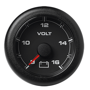 VERATRON 52MM (2-1/16") OCEANLINK BATTERY VOLTAGE GAUGE, 8 TO 16 V, BLACK DIAL & BEZEL