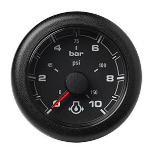VERATRON 52MM (2-1/16") OCEANLINK ENGINE OIL PRESSURE GAUGE -10 BAR/150 PSI, BLACK DIAL & BEZEL