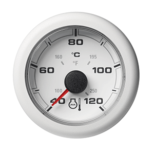 VERATRON 52MM (2-1/16") OCEANLINK COOLANT TEMPERATURE GAUGE, 120-DEGC/250-DEGF, WHITE DIAL & BEZEL