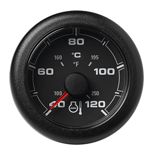 VERATRON 52MM (2-1/16") OCEANLINK TEMPERATURE 120-DEGC/250-DEGF, BLACK DIAL & BEZEL