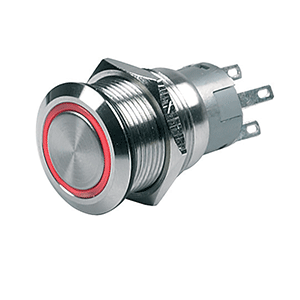 BEP PUSH-BUTTON SWITCH 12V MOMENTARY ON/OFF, RED LED