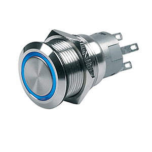 BEP PUSH-BUTTON SWITCH 12V MOMENTARY ON/OFF, BLUE LED