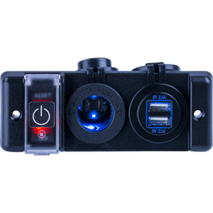 SEA DOG DOUBLE USB & POWER SOCKET PANEL W/BREAKER SWITCH