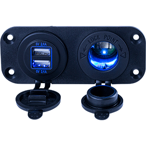 SEA DOG DOUBLE USB & POWER SOCKET PANEL