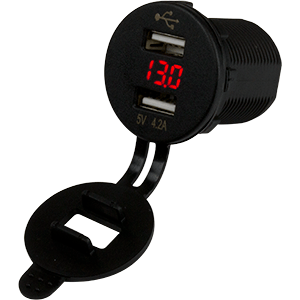 SEA DOG DUAL USB SOCKET/VOLTMETER W/HIDDEN DISPLAY