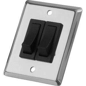 SEA DOG DOUBLE GANG WALL SWITCH, STAINLESS STEEL