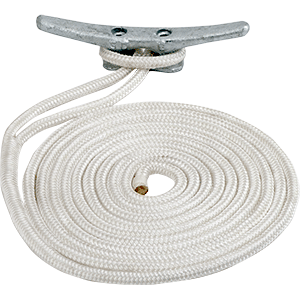SEA DOG DOUBLE BRAIDED NYLON DOCK LINE, 3/8" X 10', WHITE
