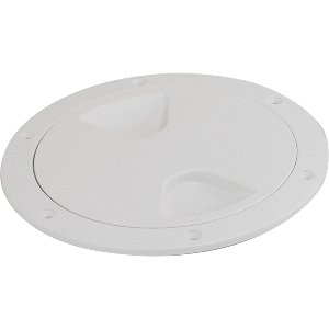 SEA DOG SCREW-OUT DECK PLATE, WHITE, 6"