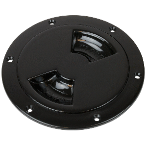 SEA DOG QUARTER-TURN SMOOTH DECK PLATE W/INTERNAL COLLAR, BLACK, 4"
