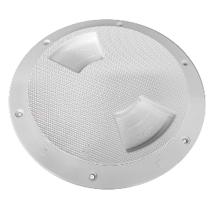 SEA DOG QUARTER-TURN TEXTURED DECK PLATE W/INTERNAL COLLAR, WHITE, 8"