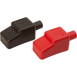 SEA DOG BATTERY TERMINAL COVERS, RED/BACK, 1/2"