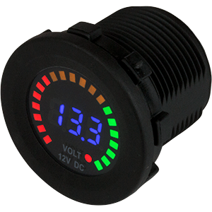 SEA DOG ROUND VOLTAGE METER DC, 5V-15V W/RAINBOW DIAL