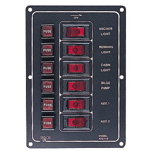 SEA DOG ALUMINUM SWITCH PANEL VERTICAL, 6 SWITCH