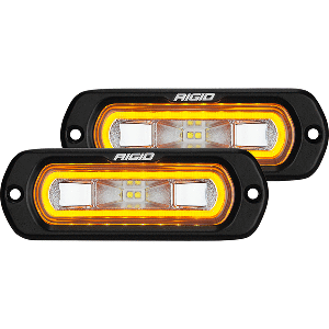 RIGID INDUSTRIES SR-L SERIES FLUSH MOUNT SPREADER LIGHT, BLACK HOUSING, AMBER HALO