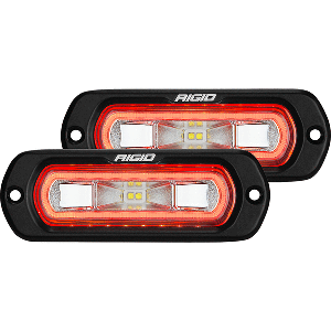 RIGID INDUSTRIES SR-L SERIES FLUSH MOUNT SPREADER LIGHT, BLACK HOUSING, RED HALO