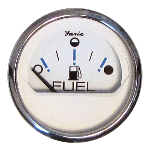 FARIA CHESAPEAKE WHITE SS 2" FUEL LEVEL GAUGE, METRIC (E-1/2-F)