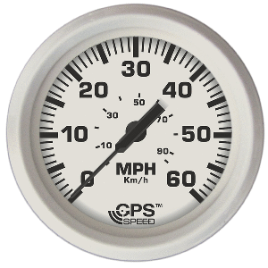 FARIA DRESS WHITE 4" GPS SPEEDOMETER, 60 MPH