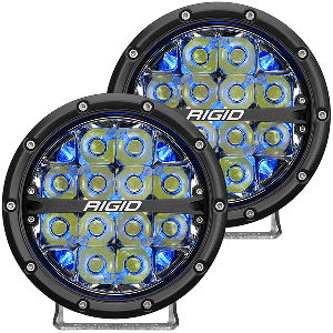 RIGID INDUSTRIES 360-SERIES 6" LED OFF-ROAD FOG LIGHT DRIVE BEAM W/BLUE BACKLIGHT, BLACK HOUSING