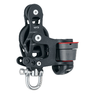 HARKEN 45MM SINGLE ALUMINUM ELEMENT FIDDLE BLOCK W/SWIVEL & 150 CAM CLEAT