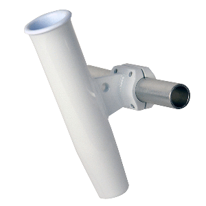C. E. SMITH ALUMINUM HORIZONTAL CLAMP-ON ROD HOLDER 1-5/16" OD WHITE, POWDERCOAT W/SLEEVE