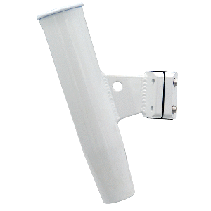 CE SMITH ALUMINUM VERTICAL CLAMP-ON ROD HOLDER 1-5/16" OD WHITE POWDERCOAT W/SLEEVE