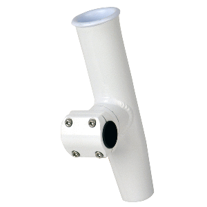 CE SMITH ADJUSTABLE MID MOUNT ROD HOLDER, 1.66" OR 1-1/2" OD, WHITE POWDER COAT ALUMINUM WITH SLEEVE & HEX KEY