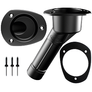 MATE SERIES PLASTIC ROD & CUP HOLDER 30-DEG CLOSED W/OVAL TOP F/KAYAKS, BLACK