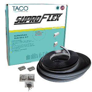 TACO SUPROFLEX RUB RAIL KIT, BLACK W/FLEX CHROME INSERT, 2"H X 1.2"W X 60'L