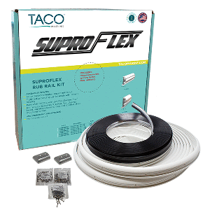 TACO SUPROFLEX RUB RAIL KIT, WHITE WITH FLEX CHROME INSERT, 2"H X 1.2"W X 60'L