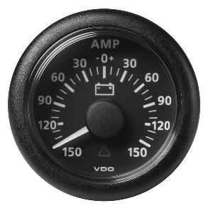 VERATRON 52MM (2-1/16") VIEWLINE BATTERY STATUS GAUGE -150/+150AMP, BLACK DIAL & BEZEL
