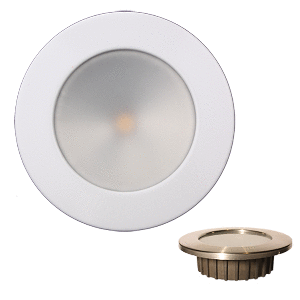 LUNASEA GEN3 WARM WHITE, RGBW FULL COLOR 3.5" IP65 RECESSED LIGHT W/WHITE STAINLESS STEEL BEZEL, 12VDC