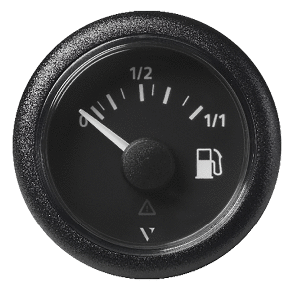 VERATRON 52MM (2-1/16") VIEWLINE FUEL LEVEL GAUGE 0-1/1, 3 TO 180 OHM, BLACK DIAL & ROUND BEZEL