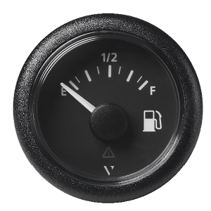VERATRON 52MM (2-1/16") VIEWLINE FUEL LEVEL GAUGE EMPTY/FULL, 240-33.5 OHM, BLACK DIAL & ROUND BEZEL