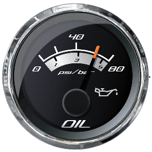 FARIA PLATINUM 2" OIL PRESSURE GAUGE, 80 PSI