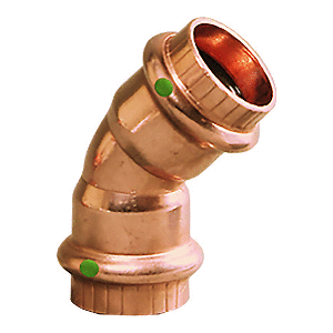 VIEGA PROPRESS 1-1/2", 45-DEG COPPER ELBOW, DOUBLE PRESS CONNECTION, SMART CONNECT TECHNOLOGY