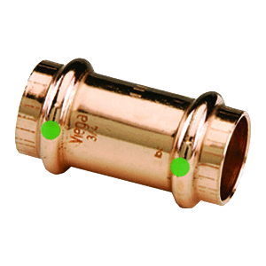 VIEGA PROPRESS 1-1/4" COPPER COUPLING W/STOP, DOUBLE PRESS CONNECTION, SMART CONNECT TECHNOLOGY