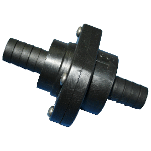 TH MARINE DOUBLE BARB INLINE SCUPPER CHECK VALVE, 3/4", BLACK