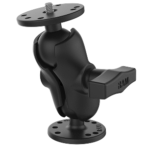 RAM MOUNT RAM DOUBLE BALL MOUNT W/1/4"-20 MALE THREAD, SHORT ARM